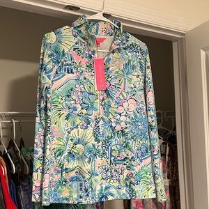 Lilly Pulitzer Skipper Popover with Blue and Green Floral
